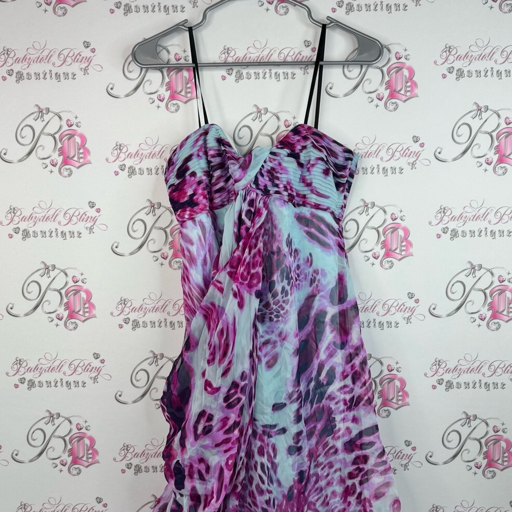 Laundry By Shelli Segal dress cheetah print leopard animal Light Blue Garment - Picture 2 of 13